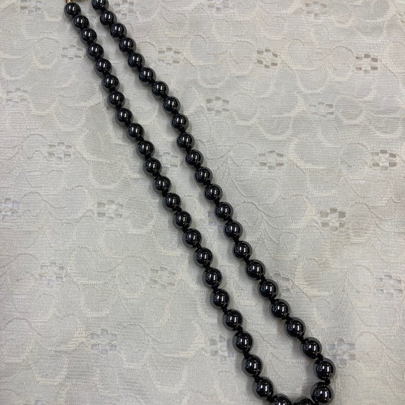Vintage Hematite Round Bead Necklace - Picture 1 of 5